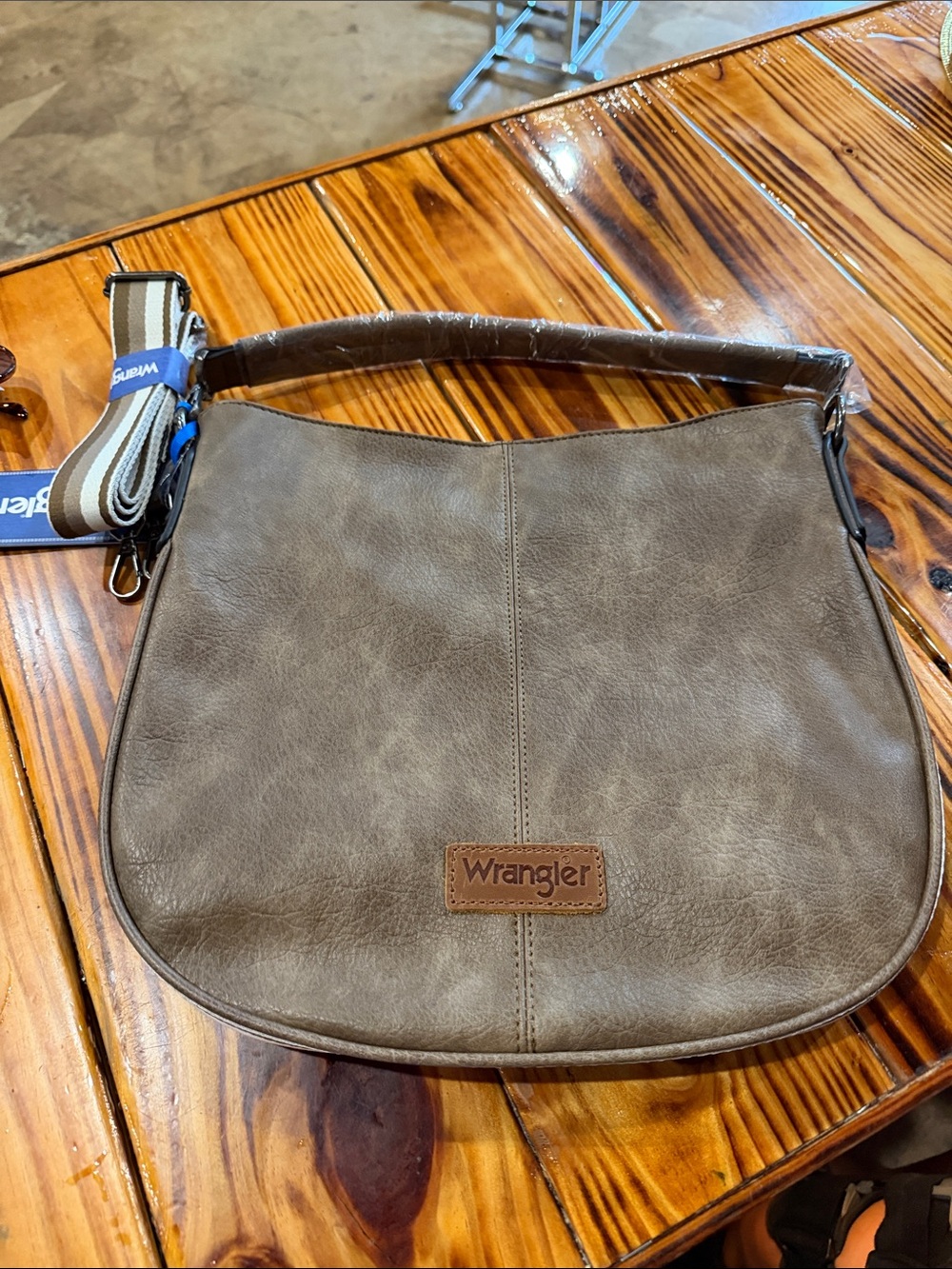 Wrangler Brown Shoulder Bag with Branded Patch